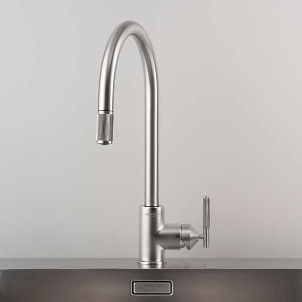 Kitchen Taps / Mixer With Pull Out Spray / Linear / Steel - Image 3