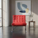 Barcelona Lounge Chair Red Leather - Image 5