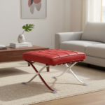 Barcelona Ottoman Red Leather - Image 3