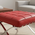 Barcelona Ottoman Red Leather - Image 4