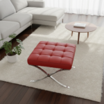 Barcelona Ottoman Red Leather - Image 5