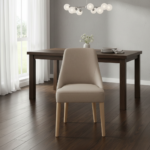 Canon Dining Chair - Highback Armless Greige Fabric - Image 4