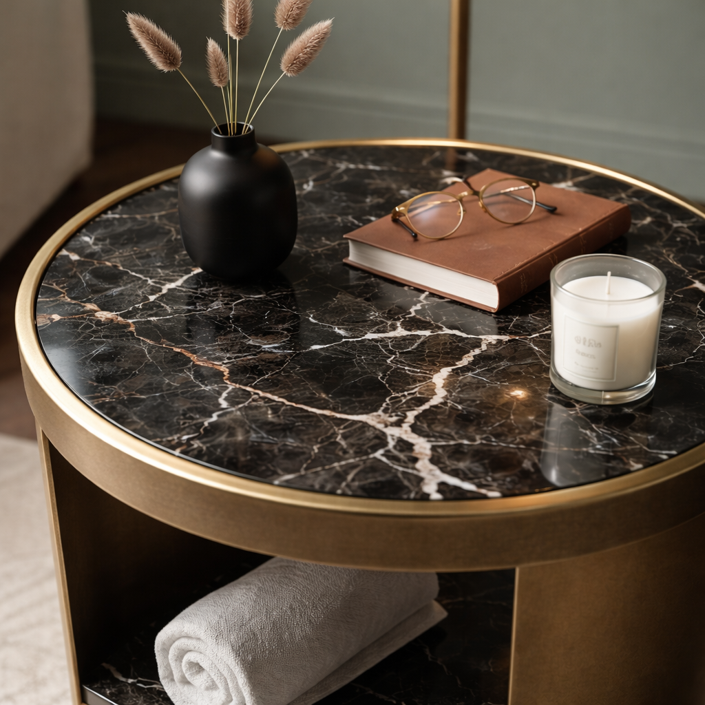 Darren Side Table Black Marble