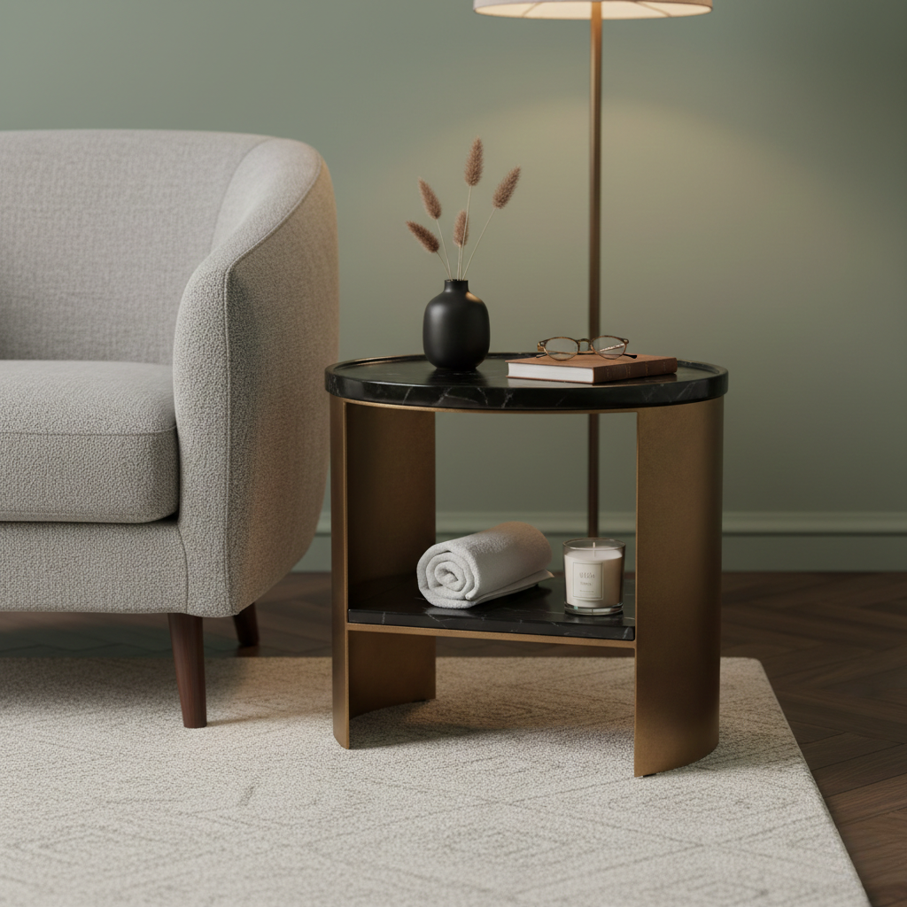 Darren Side Table Black Marble