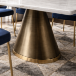 Half Cone Dining Table 2.1 White Gold Marble Iron - Image 4