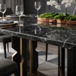 Logan Rectangular Dining Table - 3.0 Black Marble - Image 3