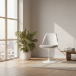 Tulip Chair Armless Grey Fabric - Image 3