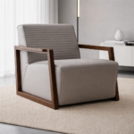Vireo Lounge Chair Microfiber Leather Ash Wood - Image 4