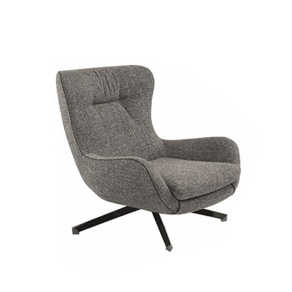 Aldert Bergere Lounge Chair Grey Fabric