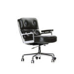 Eames Lobby Chair (With Castor) - Black Half Italian Leather