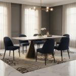 Half Cone Dining Table 2.9 White Marble Iron - Image 2