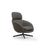 Marshall Bergere Lounge Chair Swivel Grey Fabric