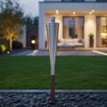 Stainless Steel Outdoor Garden Torch Orchos Silver Hardwood - Image 6