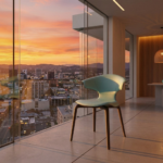 Venti Dining Chair L.61 Aqua Blue Saddle Leather - Image 3