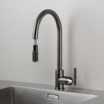 Kitchen Taps / Mixer With Pull Out Spray / Linear / Gun Metal