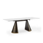 Half Cone Dining Table 2.9 White Marble Iron