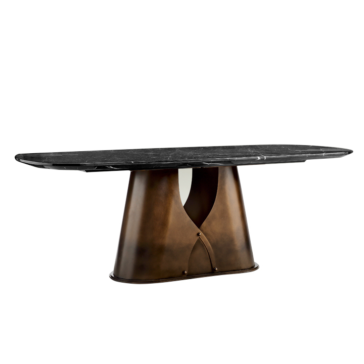 A4T387.jpg Silhouette Dining Table White Carrara Marble - Image 1