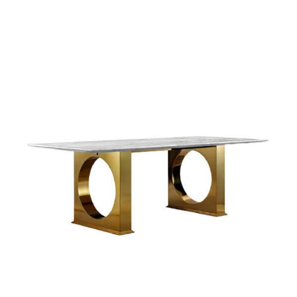 Barton Dining Table White Gold Marble Stainless Steel