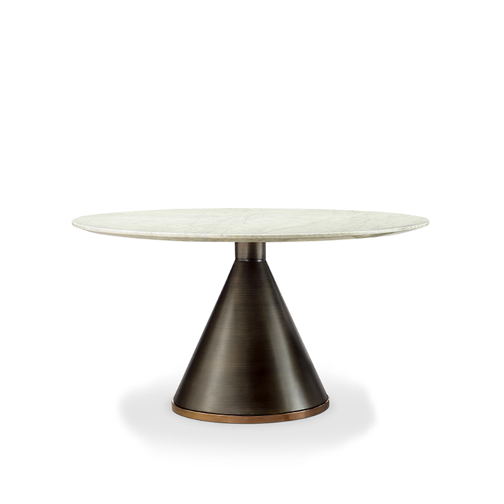 CONE-ROUND-DINING-TABLE-A4T376.jpg Cone Round Dining Table 1.3 White Carrara Marble - Image 1