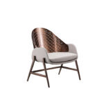 Curie Lounge Chair Grey Rose Gold Polyurethane Leather