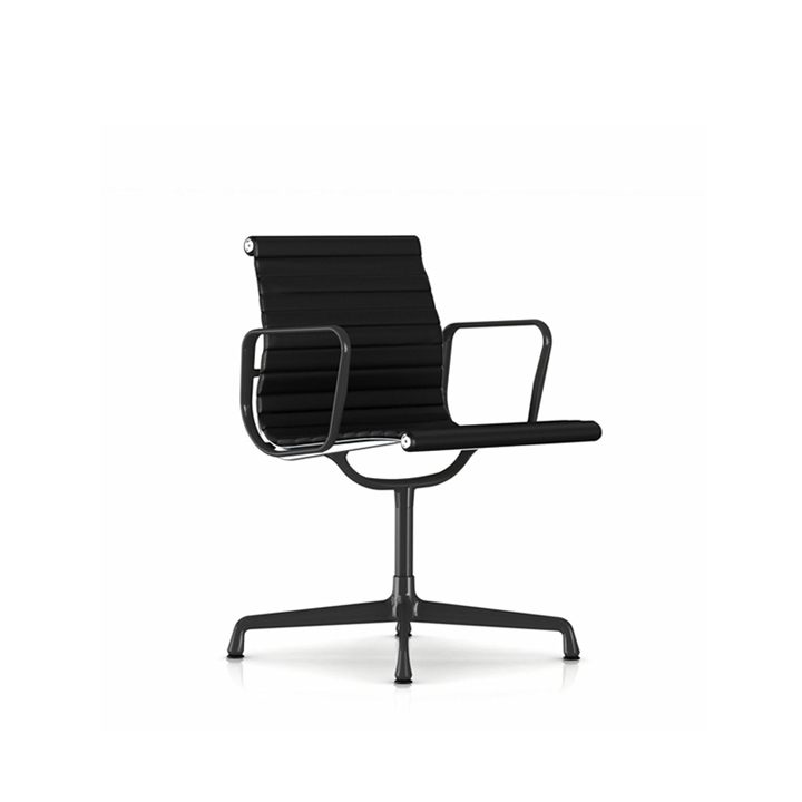 EAMES-MANAGEMENT-GLIDES-OFFICE-CHAIR-A5B003.jpg Eames Aluminium Management Black Glides Leather (No Castor) - Image 1
