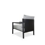 Ergo Lounge Chair Grey Fabric Solid Wood - Image 2