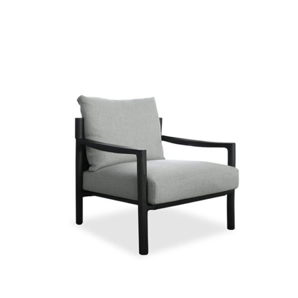 Ergo Lounge Chair Grey Fabric Solid Wood