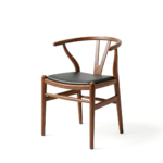 Wishbone Chair (with pads) - Genuine Leather, black color