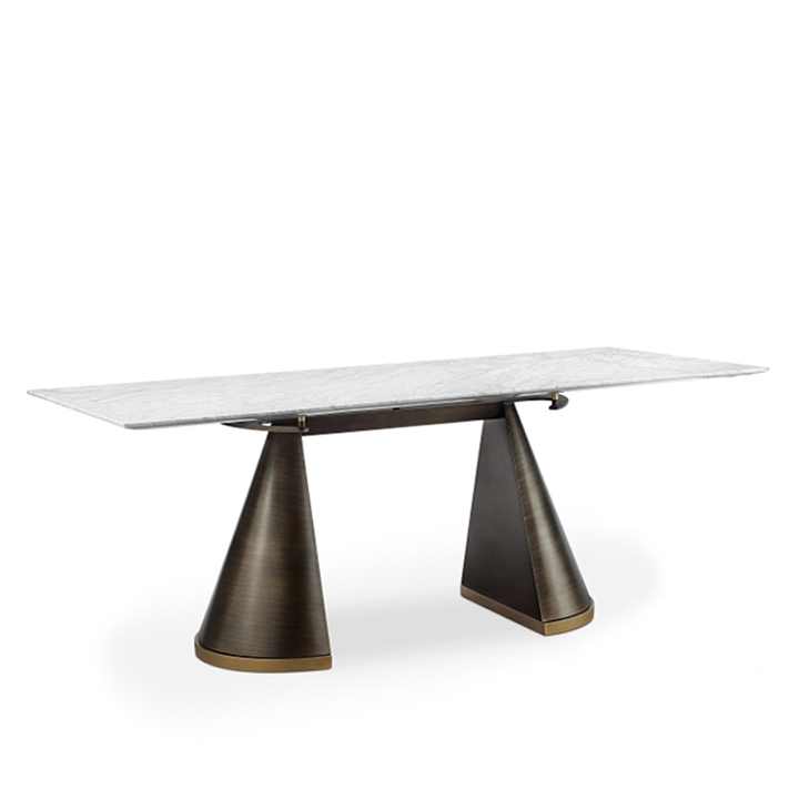 HALF-CONE-DINING-TABLE-A4T377-3.jpg Half Cone Dining Table 1.8 White Marble Iron - Image 1