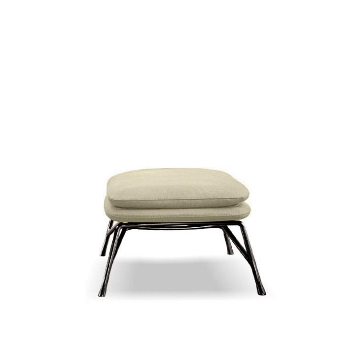 KEAN-OTTOMAN-A3KR06OT-F.jpg Kean Ottoman Beige Fabric Iron Painted Leg - Image 1