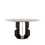 Logan Round Dining Table Coffee Gold Marble