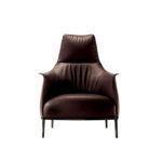 Marcus Highback Lounge Chair Dark Brown Half Leather