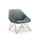 Phoebe Lounge Chair Grey Fabric Brass