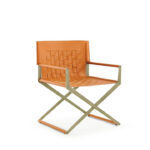 Plave Chair Tan Microfiber Leather Stainless Steel
