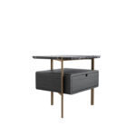 Porvo Bedside Table Solid Wood Marble - Image 2