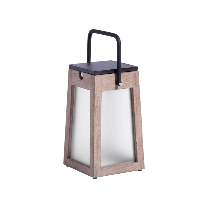 TECKA-Lanterrne-solaire-Wheathered-TEAK-Finish-D4147.jpg Tecka Lantern / Weathered Teak Frame - Image 1