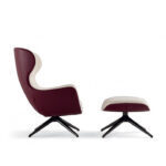 Wardley Ottoman Beige Maroon Microfiber Leather - Image 3