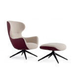 Wardley Ottoman Beige Maroon Microfiber Leather - Image 2