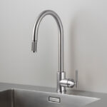 Kitchen Taps / Mixer With Pull Out Spray / Linear / Steel - Image 2