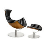 Reston Lounge Chair Black Leather Wood - Image 2