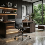 Eames Aluminium Management Black Leather (With Castor) - Image 4