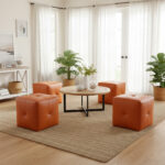 Ashland Stool Orange Leather - Image 4