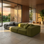 Boneli Sofa (Big Armrest) Olive Green Fabric - Image 2