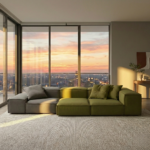 Boneli Sofa (Big Armrest) Olive Green Fabric - Image 3