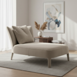 Canon Chaise Sofa Light Beige Fabric - Image 3