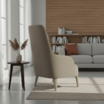 Canon Lounge Chair Highback Armrest Taupe Fabric - Image 4