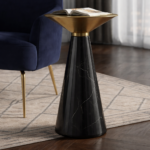 Eyre Side Table - 48 Black Gold Marble - Image 3