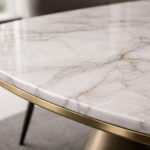 Half Cone Dining Table 3.0 White Gold Marble Iron Stainless Steel