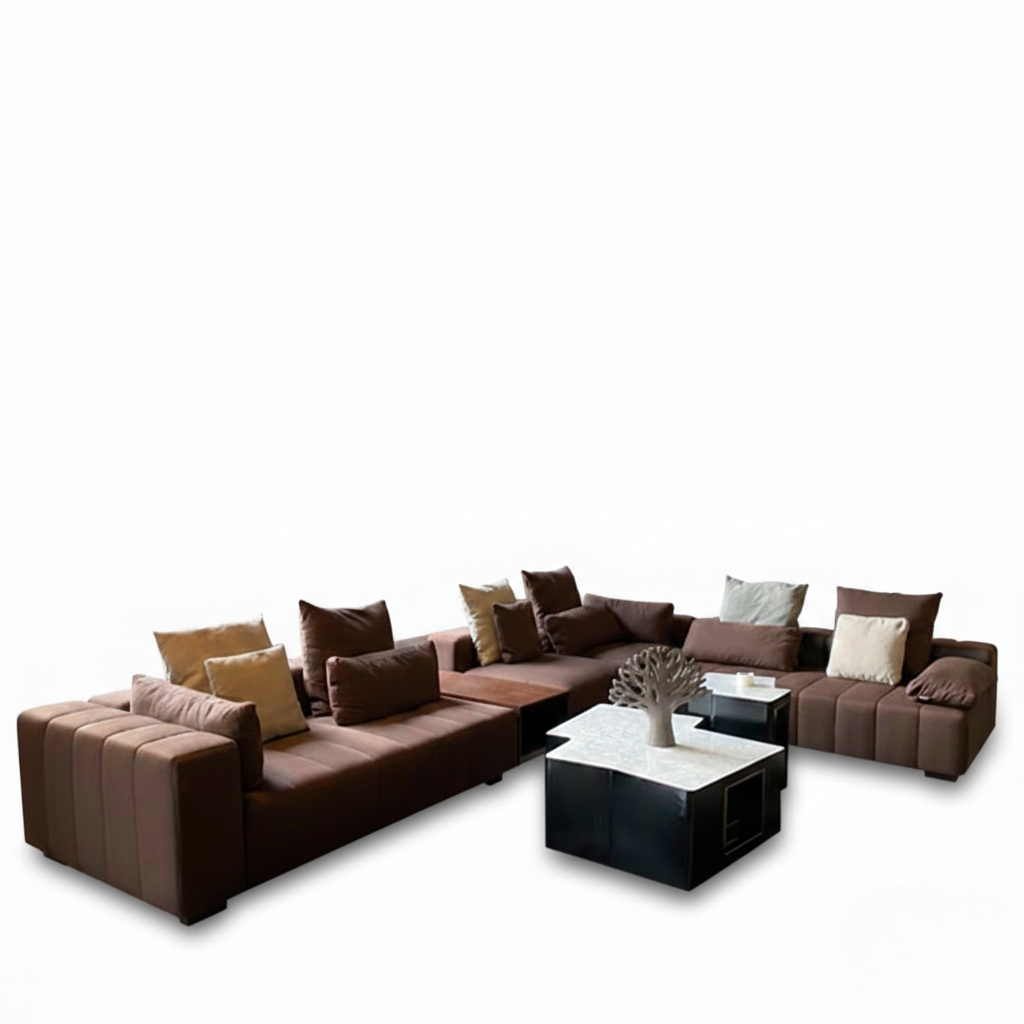 RIVERSO-C-SOFA-A61702C (1) Riverso Modular Set Sofa C Fabric Dark Brown - Image 1
